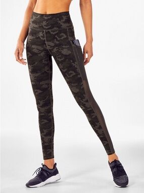Fabletics Olive Camo High-Waist Pocket Leggings